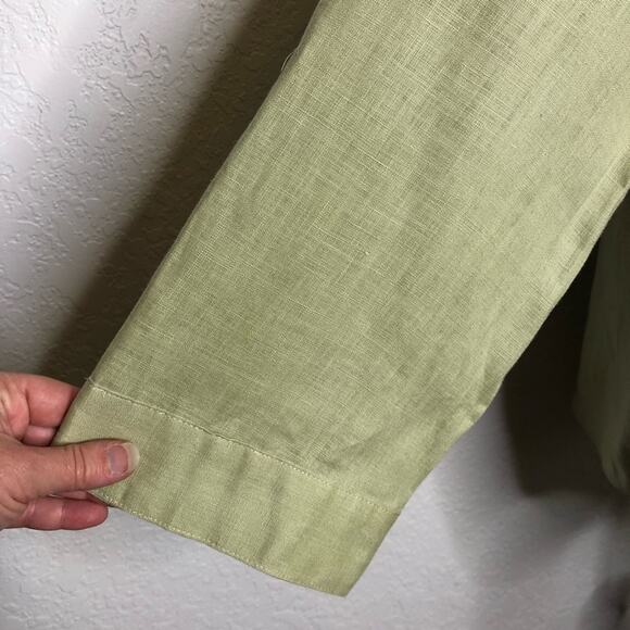 Alexandra Bartlett sage green pleated button down linen top size Extra Large XL - Picture 4 of 12